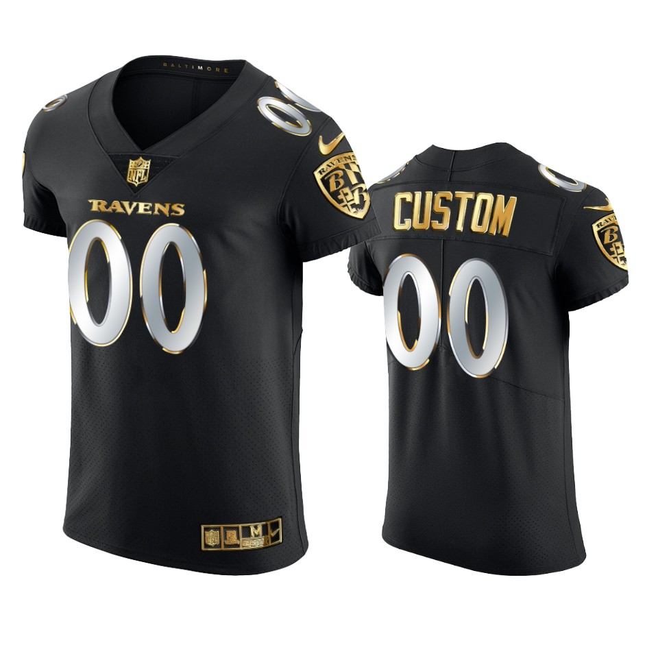 Ravens Custom Golden Edition Black Elite Jersey