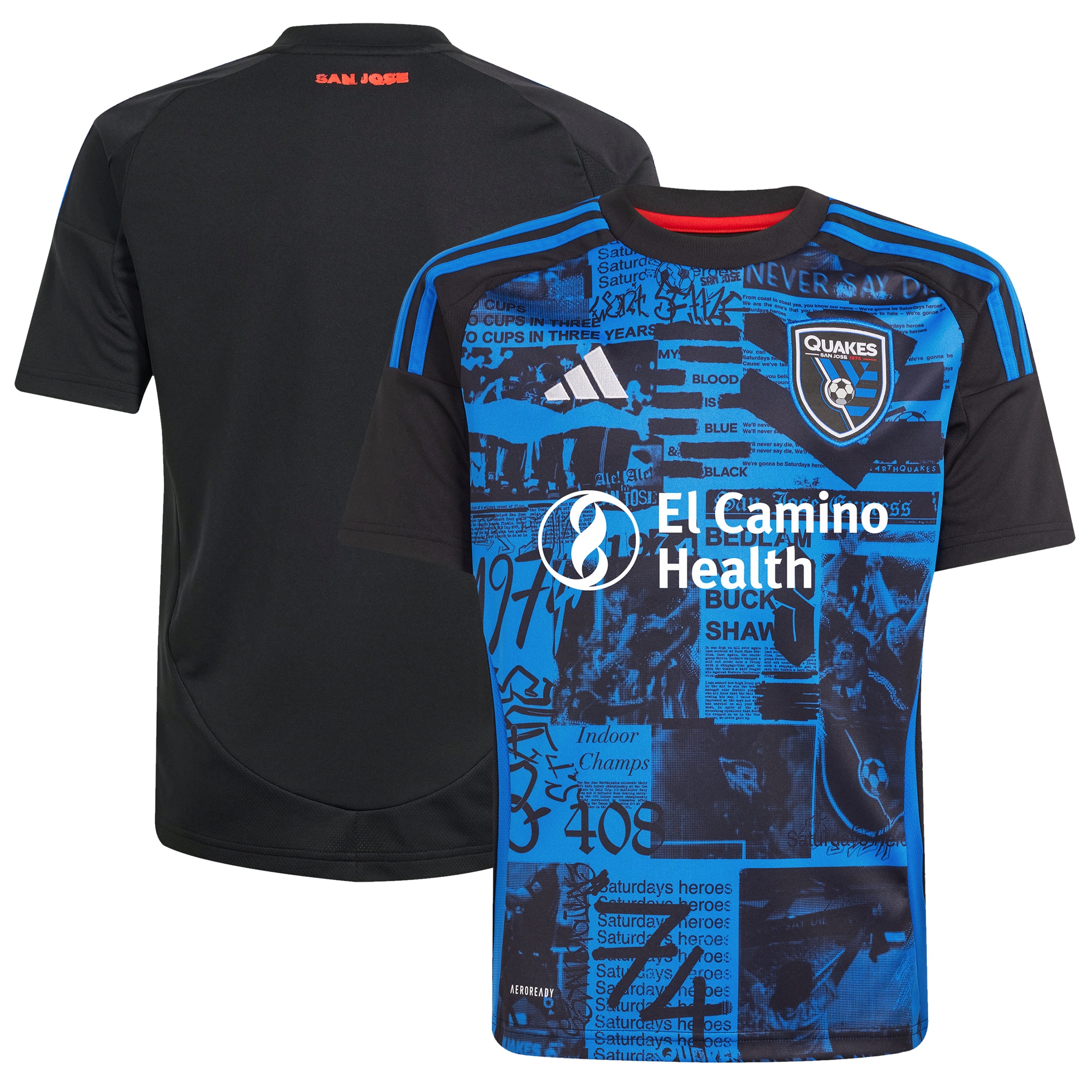  San Jose Earthquakes adidas Youth 2025 Headliner Replica Jersey - Black