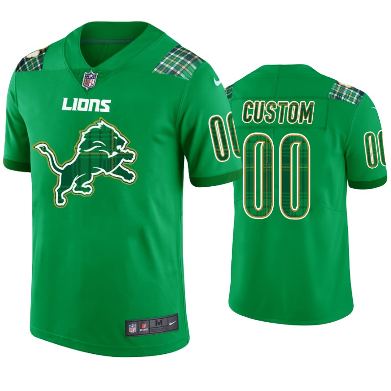 St. Patrick's Day Detroit Lions Custom Jersey Kelly Green - Men's