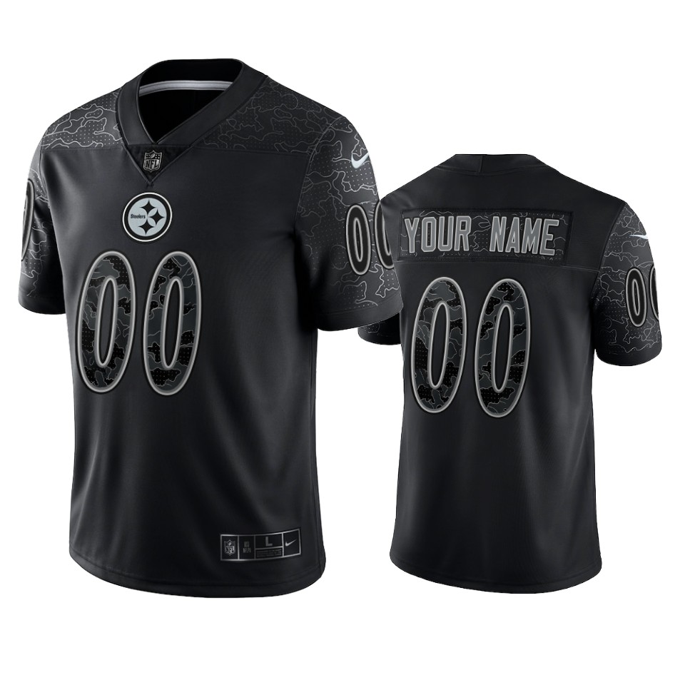 Steelers Custom Reflective Limited Black Jersey