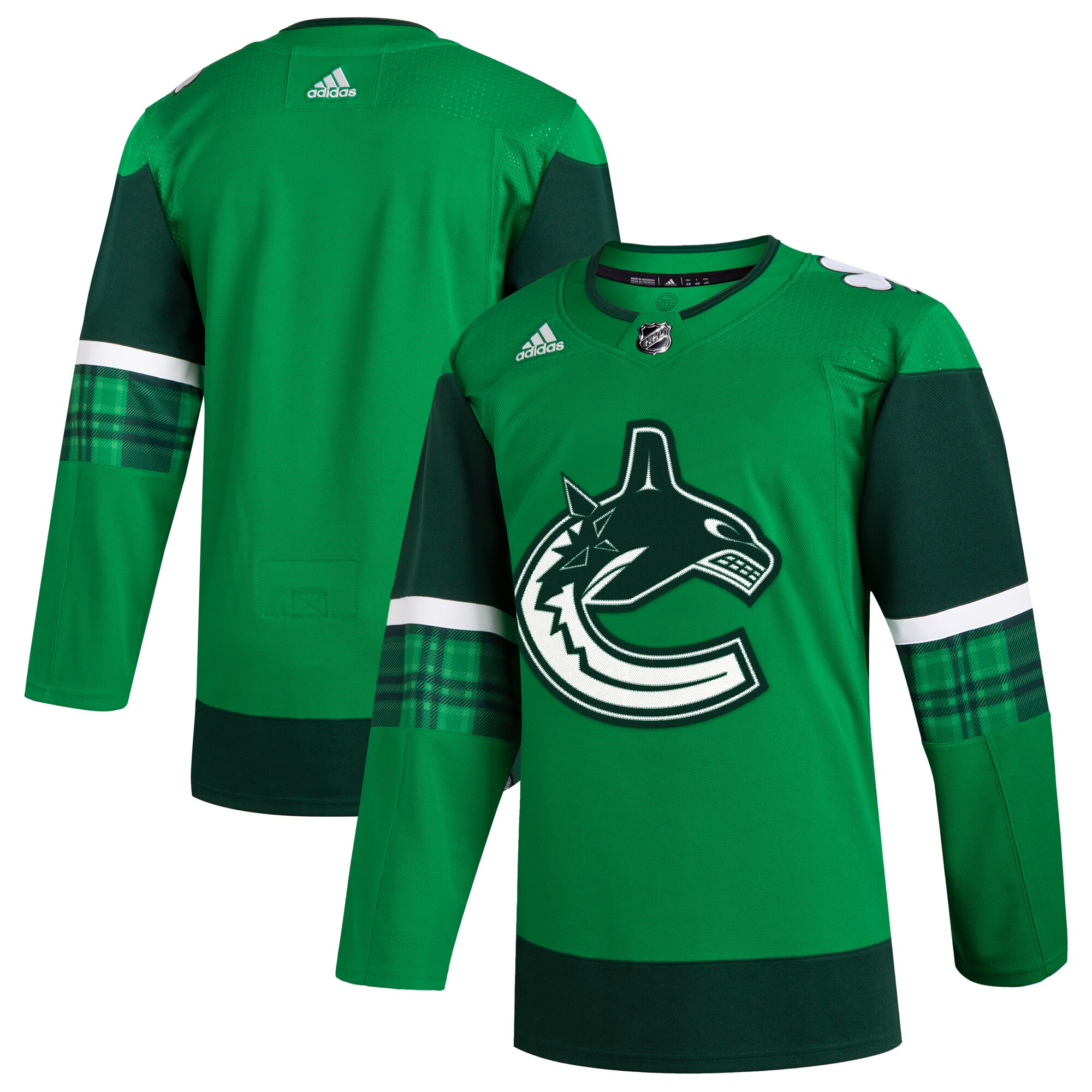  Vancouver Canucks adidas 2023 St. Patrick's Day Primegreen Authentic Jersey - Kelly Green