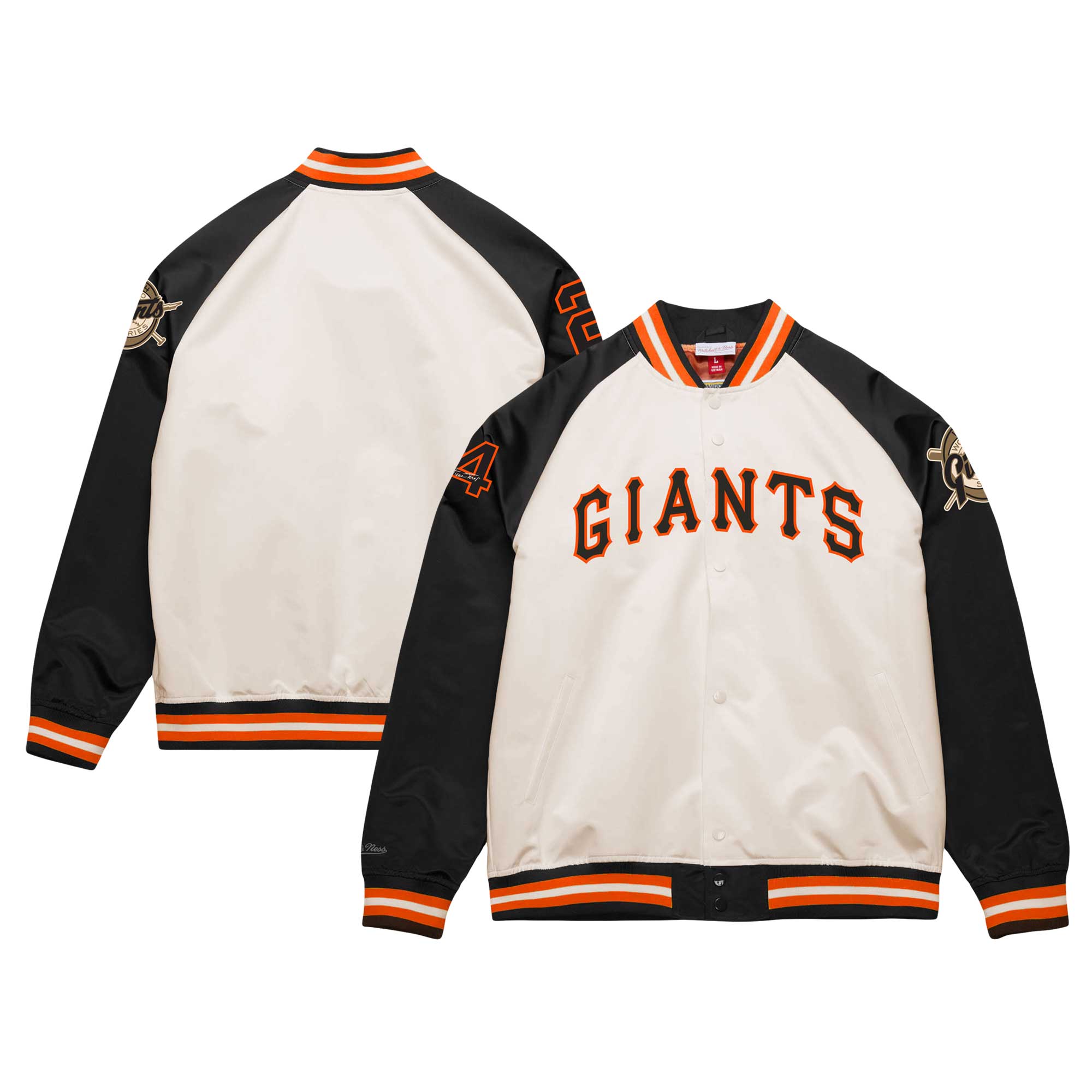 Willie Mays San Francisco Giants Mitchell & Ness Cooperstown Collection Legends Lightweight Satin Raglan Full-Snap Jacket - Cream/Black