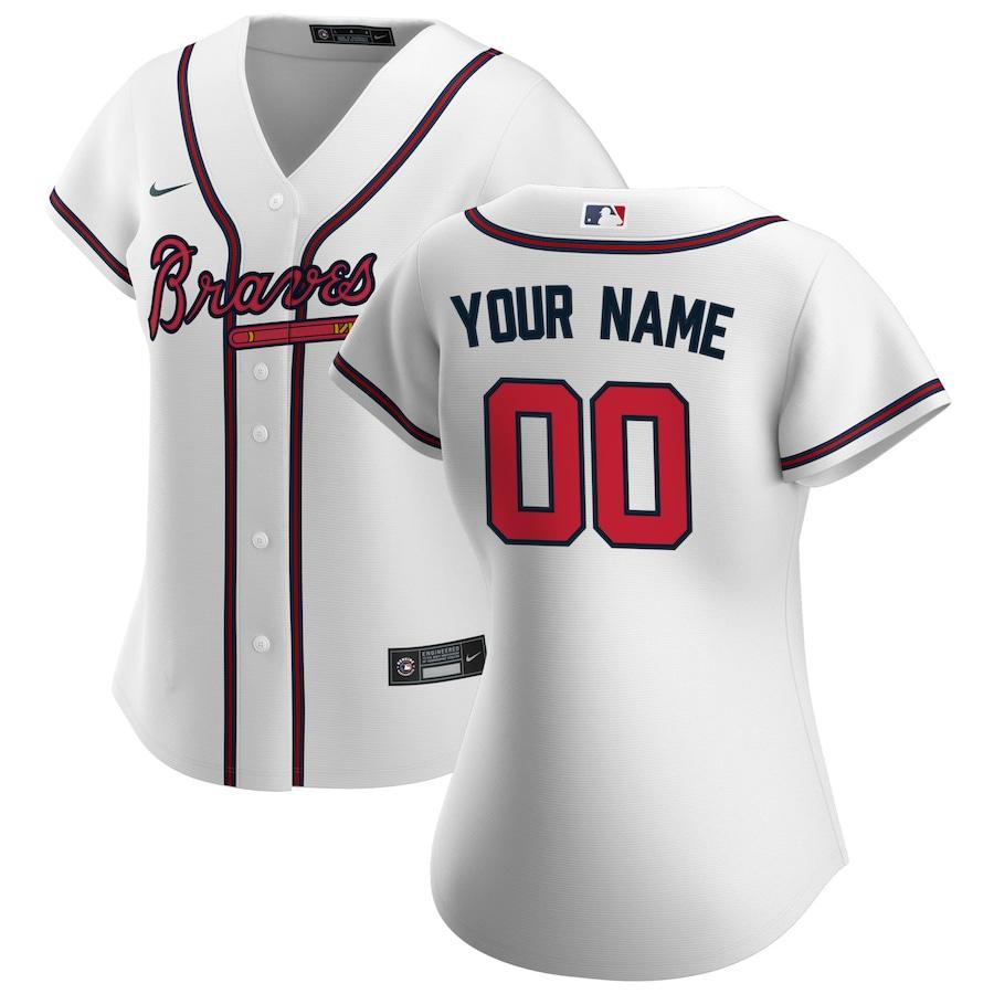 Women's Atlanta Braves Nike White 2020 Home Replica Custom Jersey