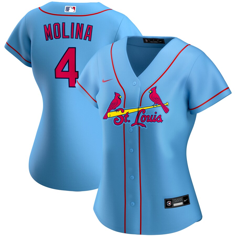 Yadier Molina St. Louis Cardinals Nike Women's Alternate 2020 Replica Player Jersey â€“ Light Blue